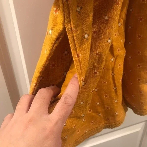 Aerie Golden Yellow Floral Embroidered Tie Strap Romper - Small - Picture 4 of 7